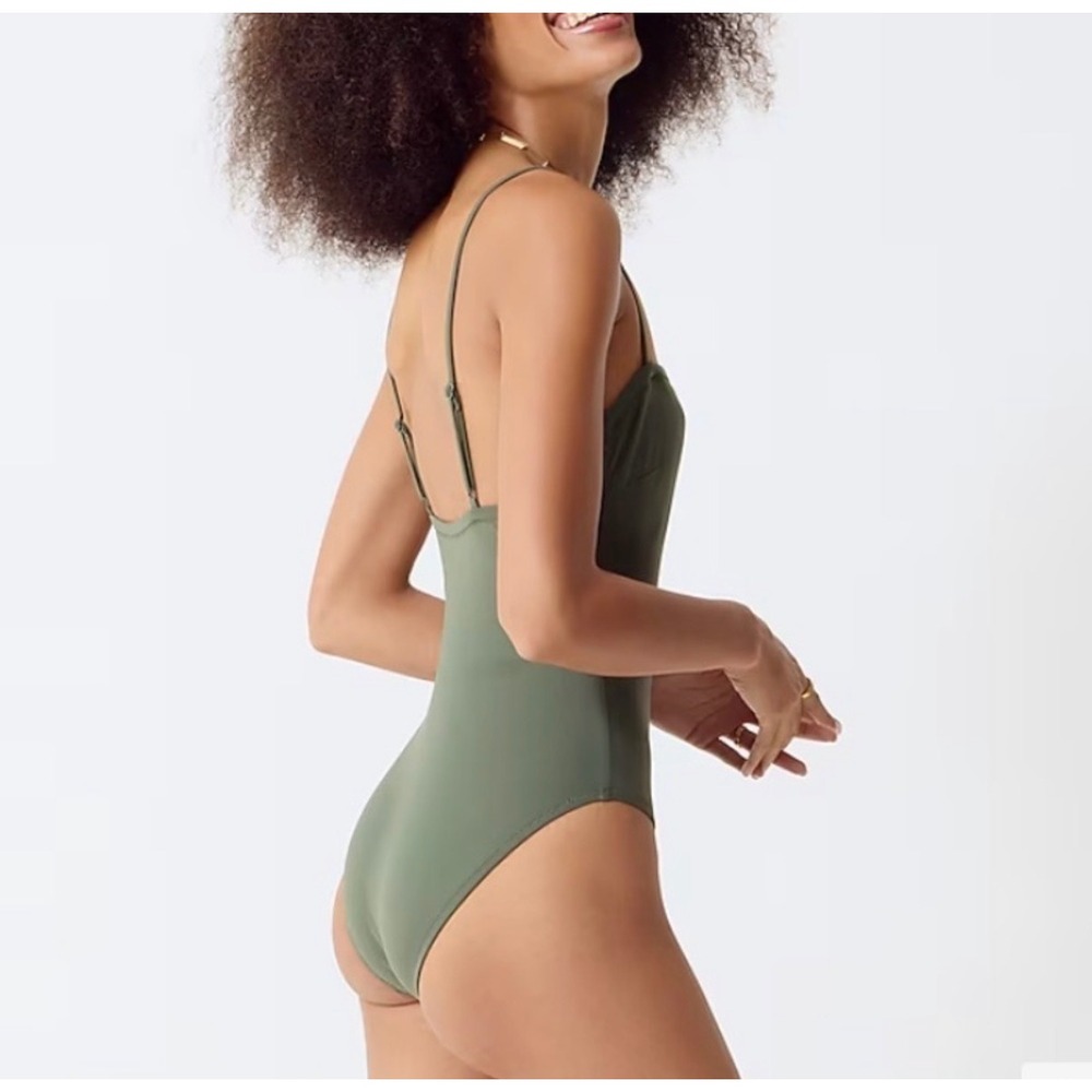 NWOT J.Crew | 2024 Squareneck One Piece Swimsuit BY354 Size 4 Olive Green - Picture 2 of 7